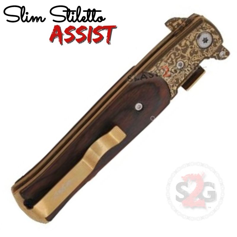 Slim Stiletto Spring Assisted Knife Italian Style Milano 9
