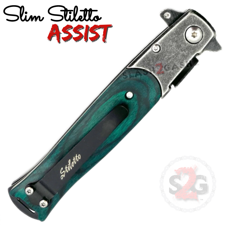 Slim Stiletto Assist Knife Italian Style Milano 9