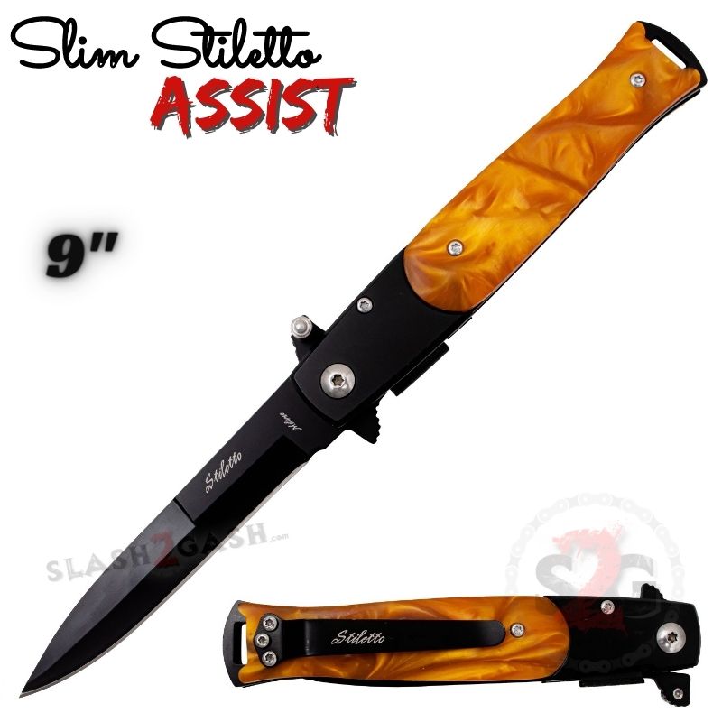 Slim Stiletto Assist Knife Italian Style Milano 9