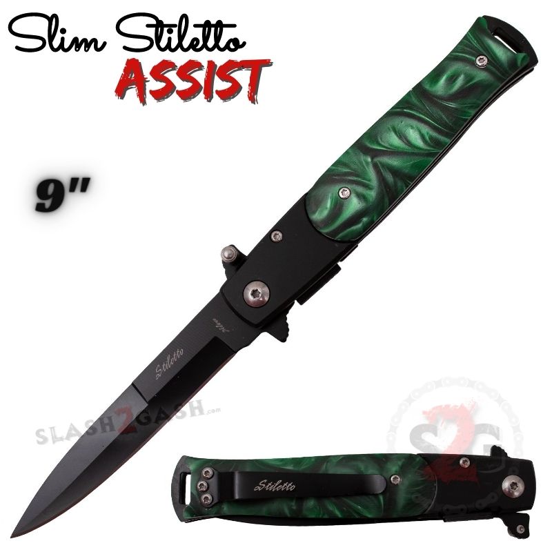 Slim Stiletto Assist Knife Italian Style Milano 9