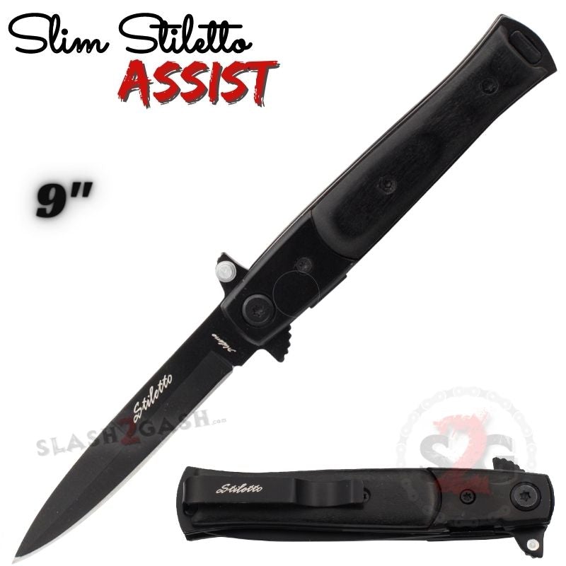 Slim Stiletto Assist Knife Italian Style Milano 9