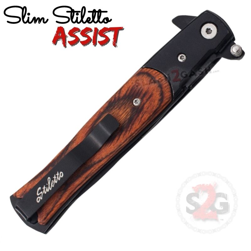 Slim Stiletto Spring Assisted Knife Italian Style Milano 9