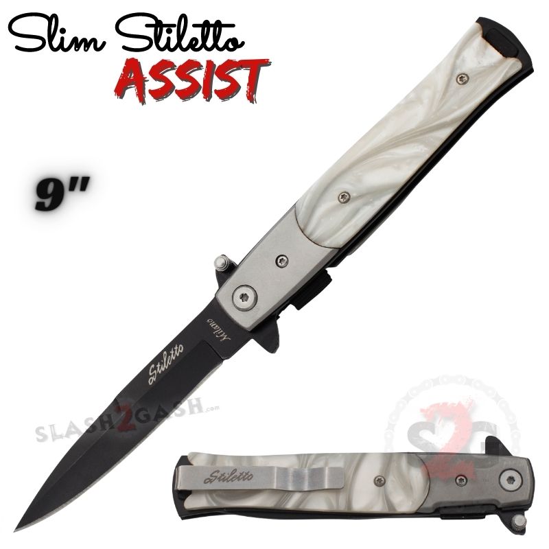 Slim Stiletto Spring Assisted Knife Italian Style Milano 9
