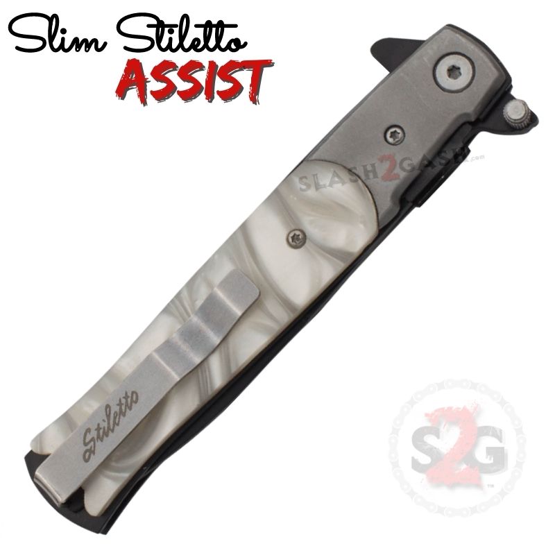 Slim Stiletto Spring Assisted Knife Italian Style Milano 9