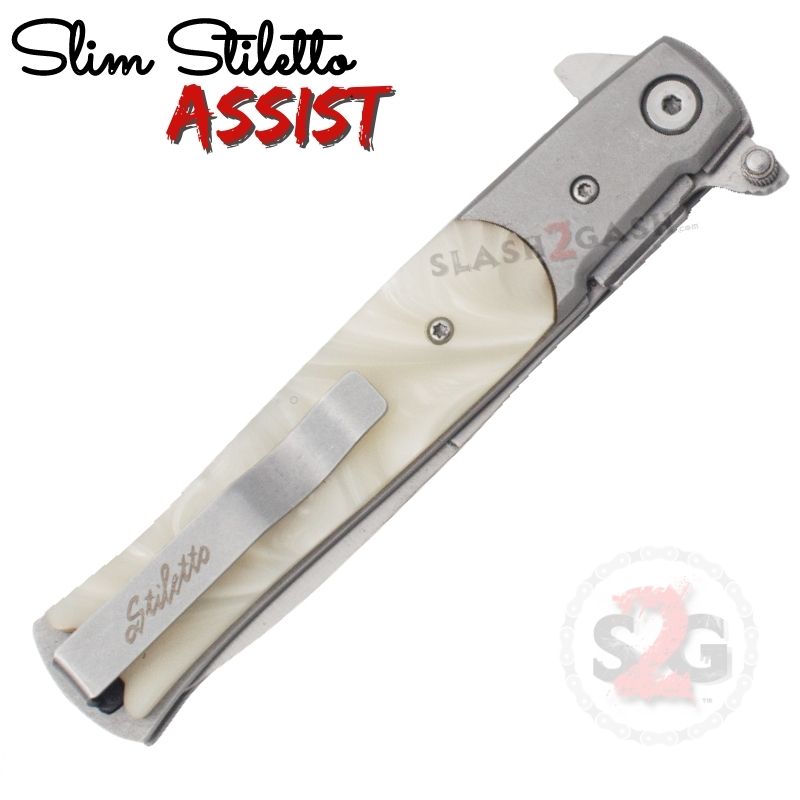 Slim Stiletto Spring Assisted Knife Italian Style Milano 9