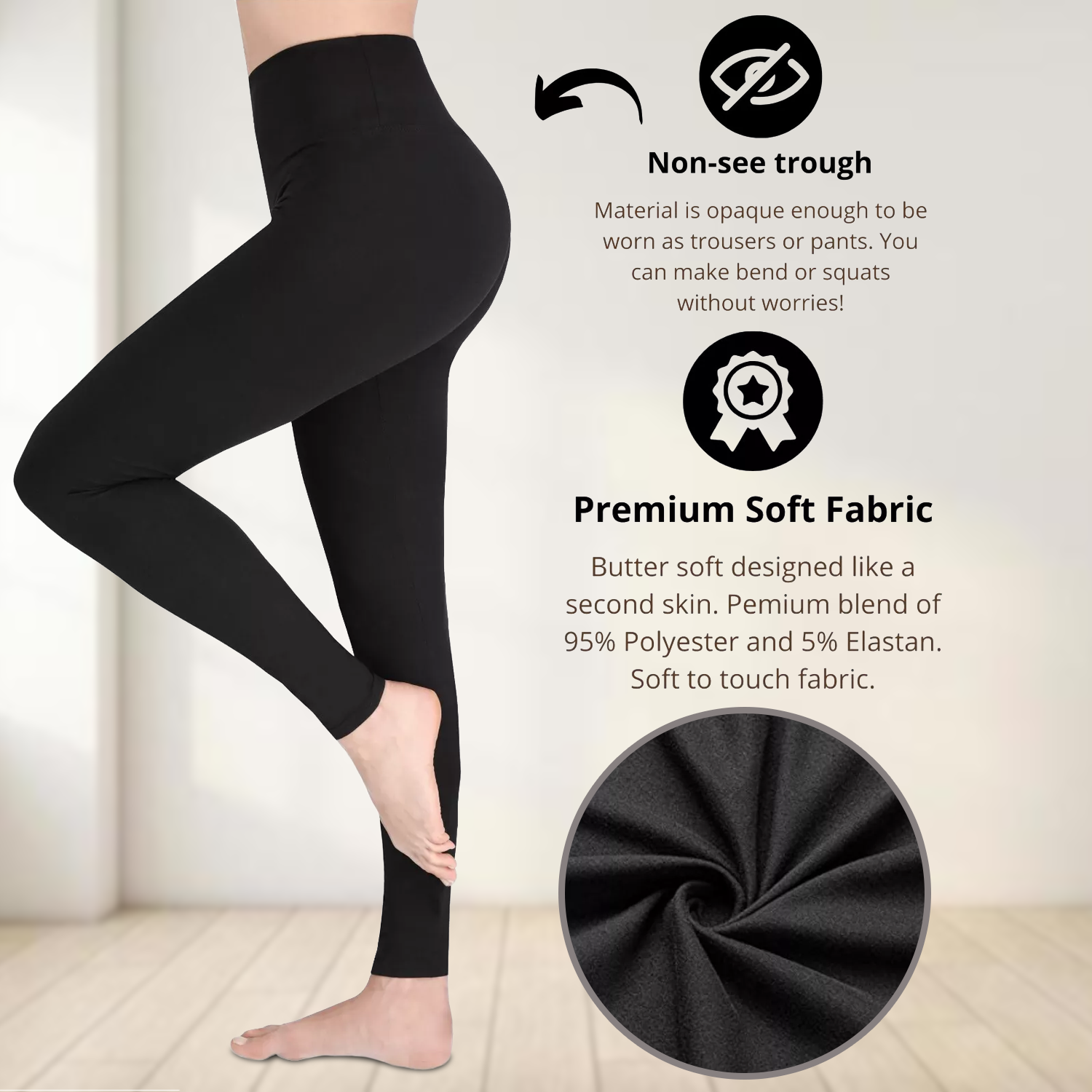 High Waisted Ladies Leggings – Stretchy, Tummy Control Workout & Everyday Wear Clothing - Tophatter Daily Deals