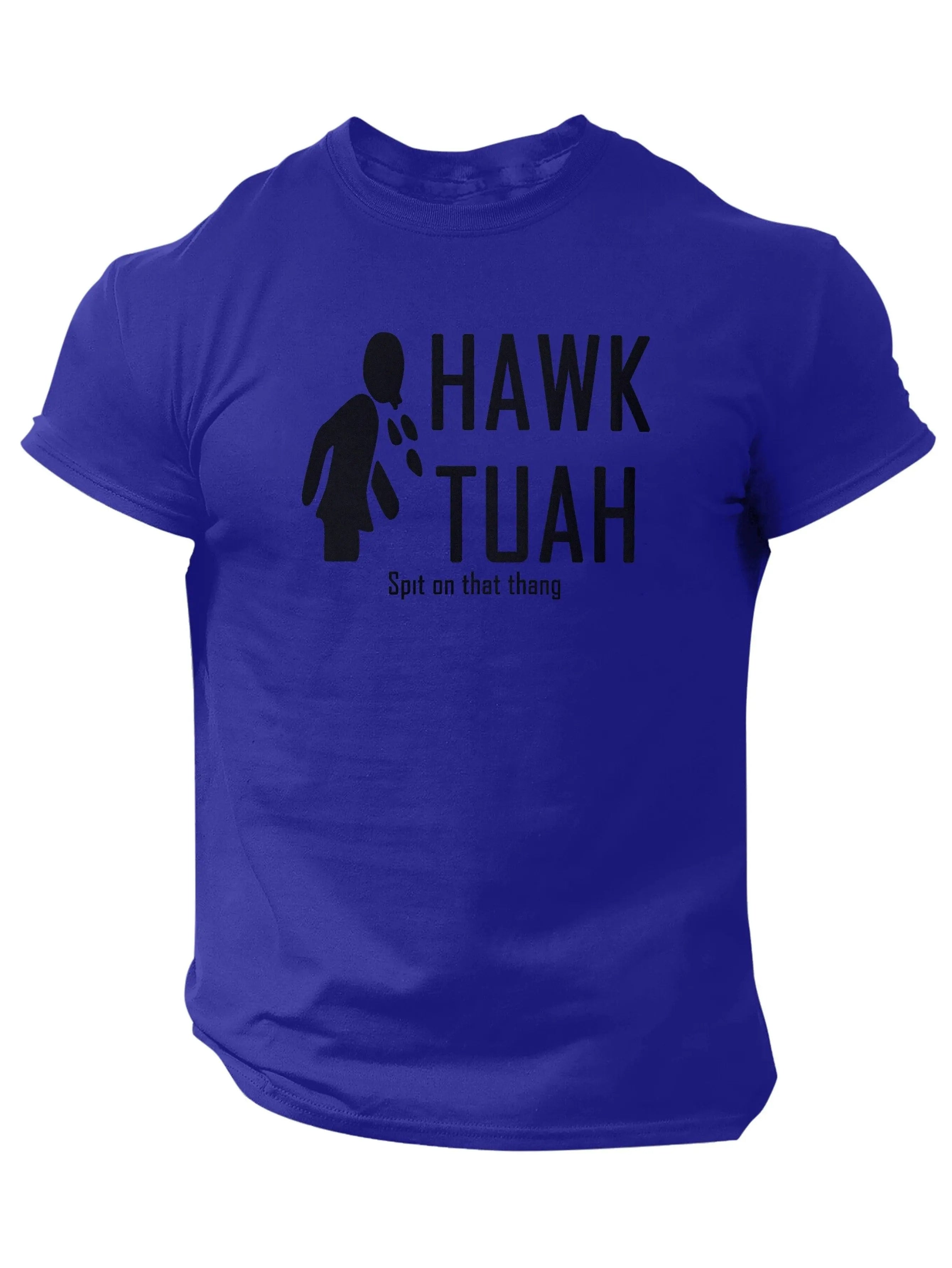 Slogans Hawk Tuah Print Men's Crew Neck Short Sleeve T-shirt, Summer Casual Versatile Top For Outdoor Fitness & Daily - Tophatter Daily Deals