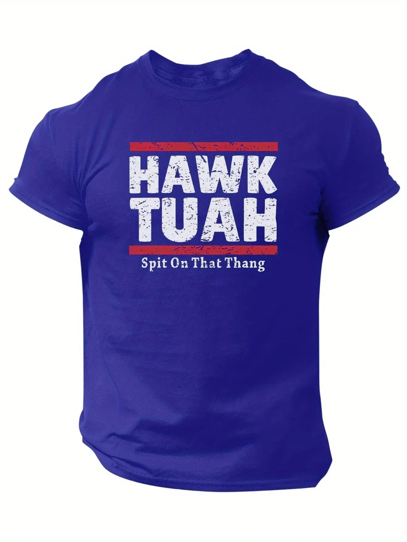 Slogans Hawk Tuah Print Men's Crew Neck Short Sleeve T-shirt, Summer Casual Versatile Top For Outdoor Fitness & Daily - Tophatter Daily Deals