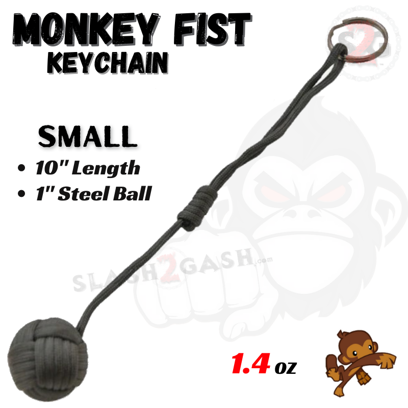Monkey Fist Self Defense Survival Keychain Paracord - Assorted Colors Grey - Small SD-KeyChain - Tophatter Daily Deals