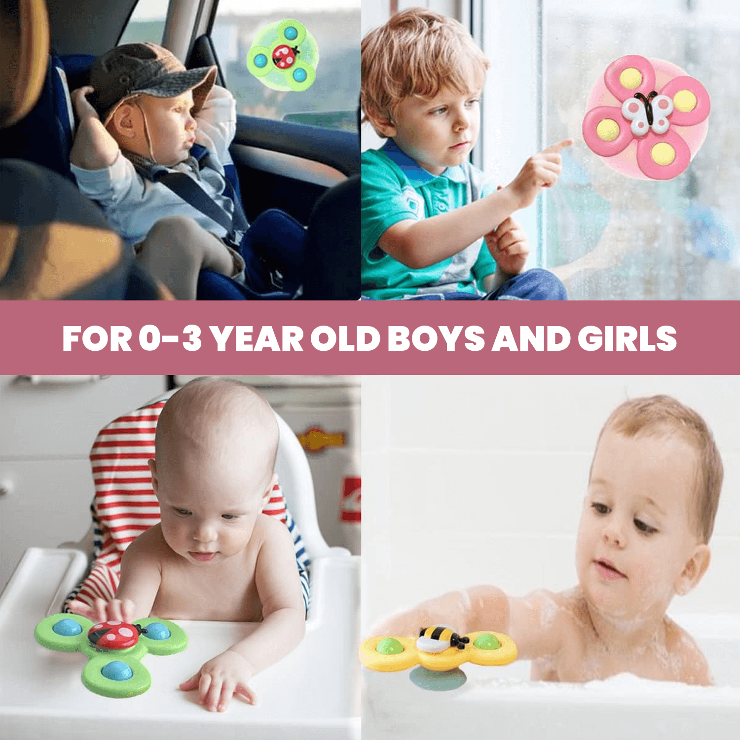 Fidget Spinner Toys - 3 Pcs Suction Cup Spinner Toys Sensory Early Education Bathtub Toy Dining Chairs Birthday Gifts Boy or Girl Baby & Toddler - Tophatter Daily Deals