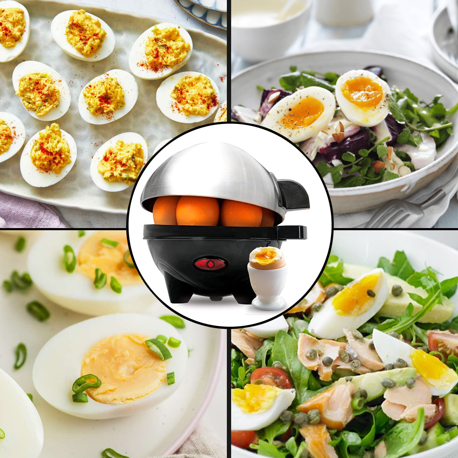 Electric Egg Boiler – 7 Egg Capacity Steamer Cooker with Auto Shut-Off & Measuring Cup Kitchen - Tophatter Daily Deals