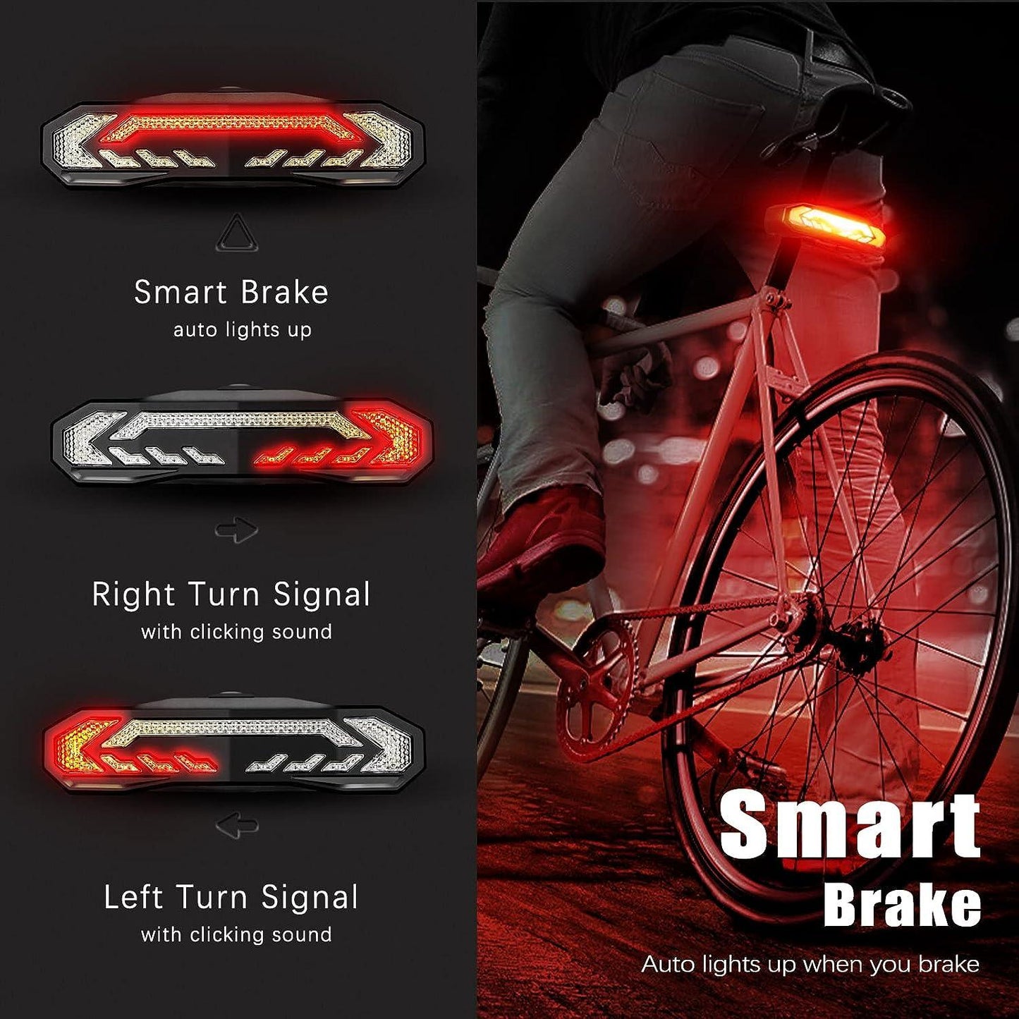 Bike Rear Light - USB LED Bike Tail Light Bicycle Horn Alarm Turn Signals Brake Light Apparel & Accessories - Tophatter Daily Deals