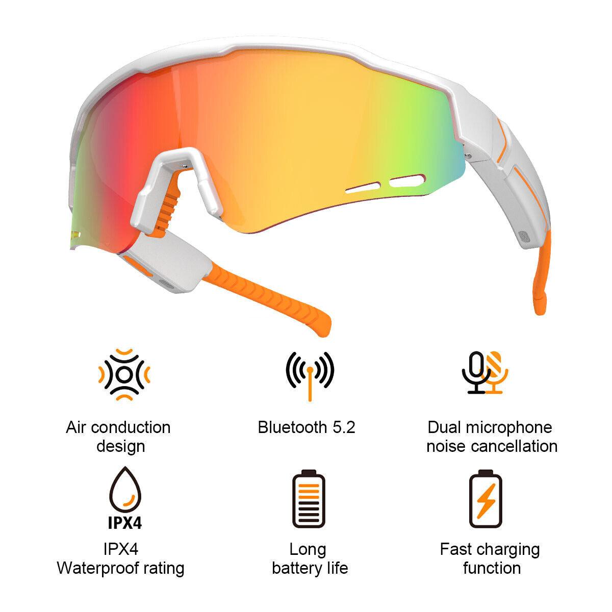 Smart Cycling Glasses - Bluetooth Headset With Sunglass, Cycling Bicycle Smart Glasses Bluetooth Audio Sunglasses / Open Ear Headphones Cycling - Tophatter Daily Deals