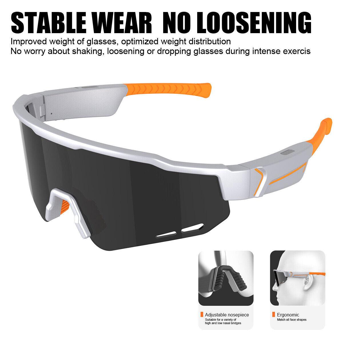 Smart Cycling Glasses - Bluetooth Headset With Sunglass, Cycling Bicycle Smart Glasses Bluetooth Audio Sunglasses / Open Ear Headphones Cycling - Tophatter Daily Deals