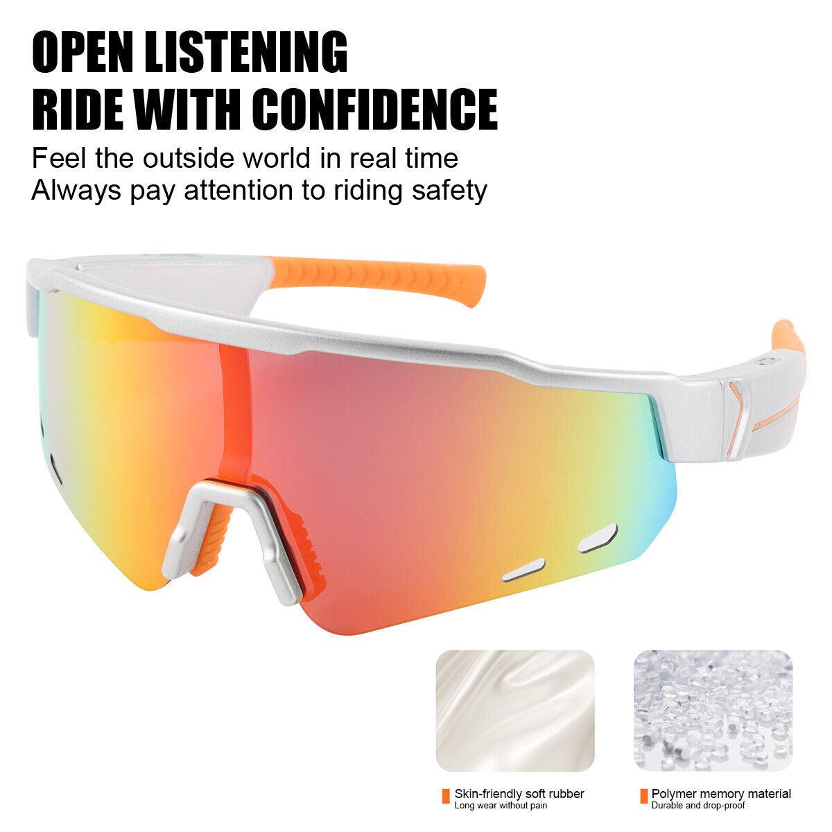 Smart Cycling Glasses - Bluetooth Headset With Sunglass, Cycling Bicycle Smart Glasses Bluetooth Audio Sunglasses / Open Ear Headphones Cycling - Tophatter Daily Deals