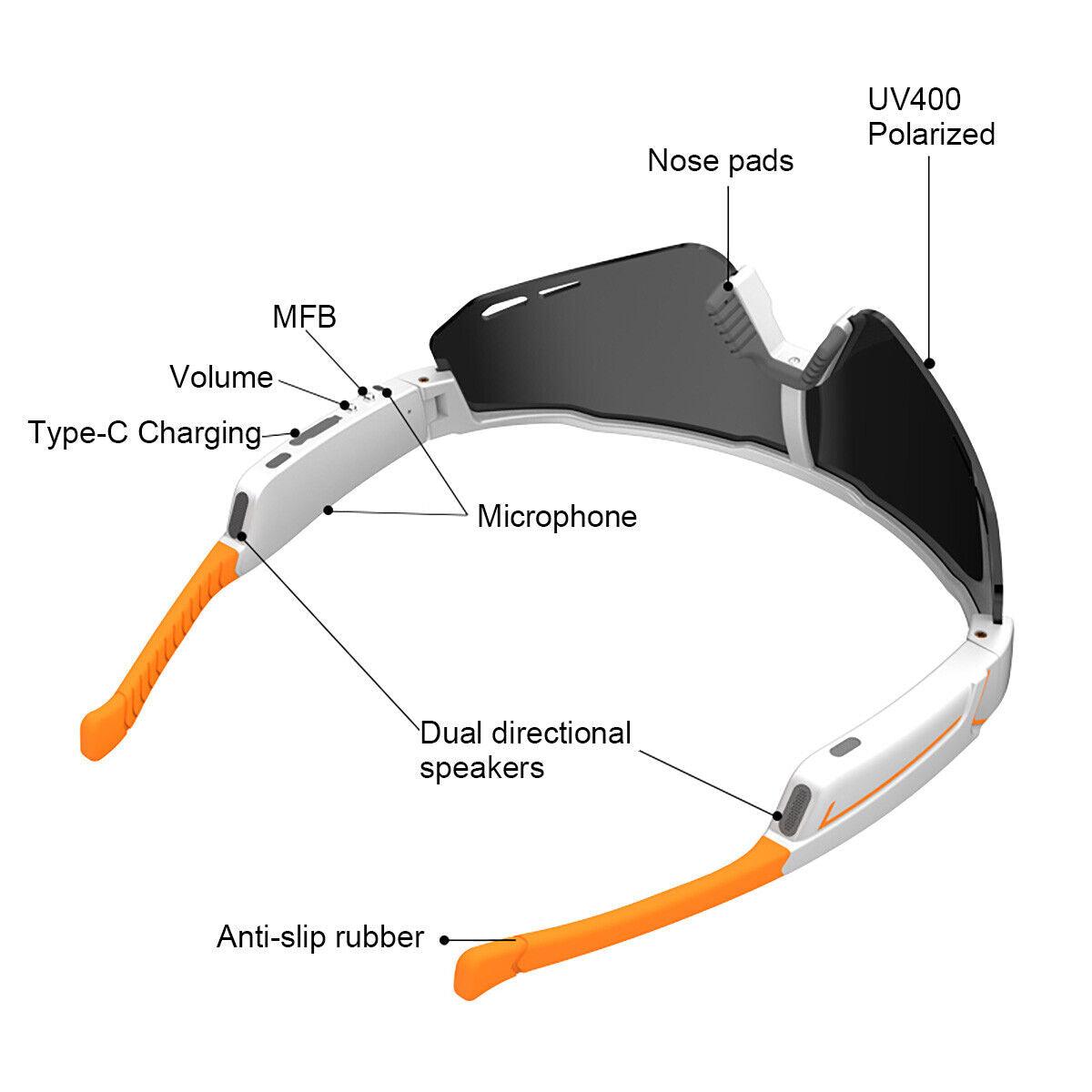 Smart Cycling Glasses - Bluetooth Headset With Sunglass, Cycling Bicycle Smart Glasses Bluetooth Audio Sunglasses / Open Ear Headphones Cycling - Tophatter Daily Deals