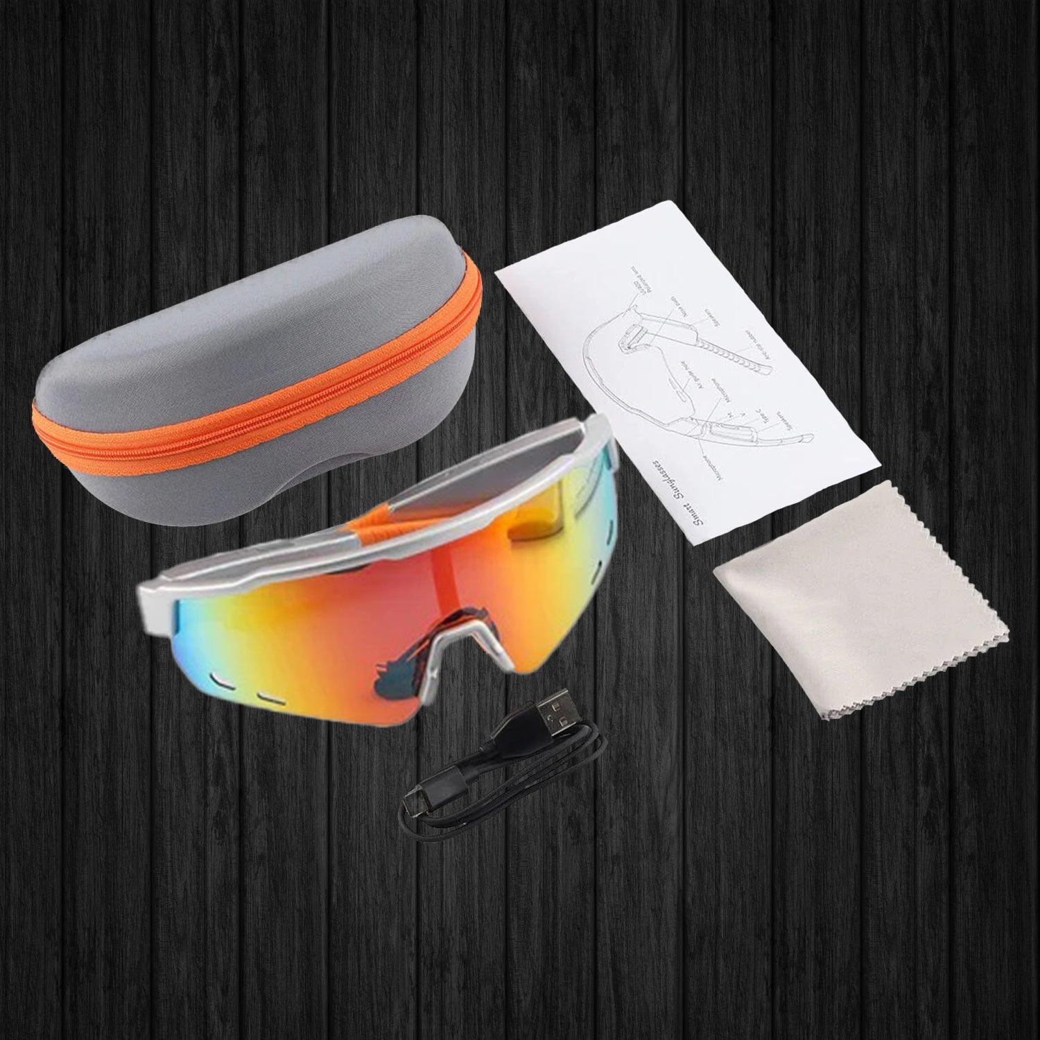 Smart Cycling Glasses - Bluetooth Headset With Sunglass, Cycling Bicycle Smart Glasses Bluetooth Audio Sunglasses / Open Ear Headphones Orange Cycling - Tophatter Daily Deals