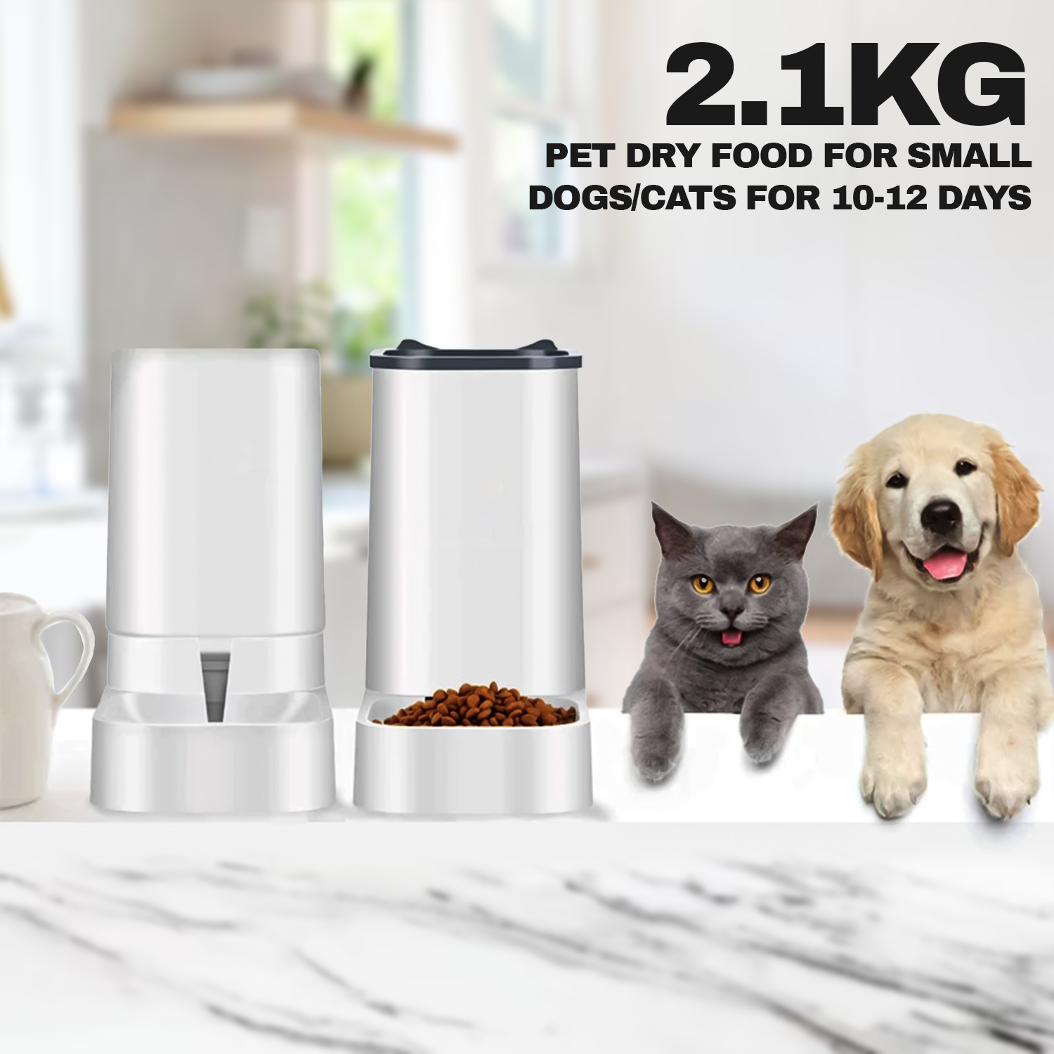 Smart Pet Feeder – 3.8L Automatic Food Dispenser & Water Fountain Drink Bowl for Cats & Dogs Pet Products - Tophatter Daily Deals