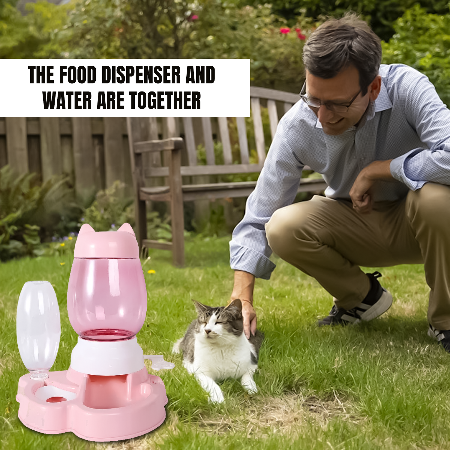 Automatic Pet Food Dispenser – Pet Food Drink Dispenser Dog Cat Large Feeder Water Bowl Dish pet - Tophatter Daily Deals