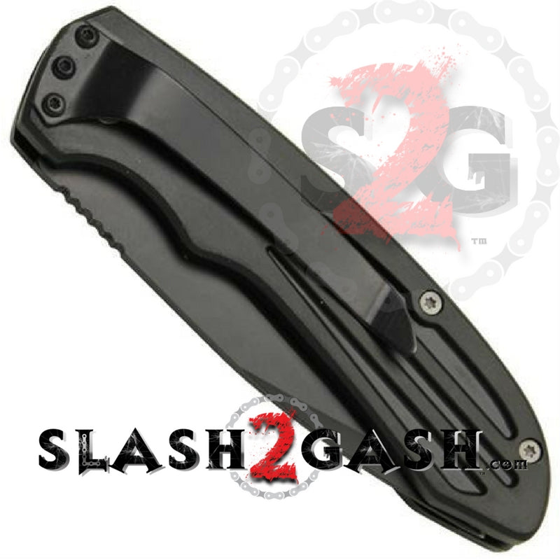 Smith & Wesson Extreme Ops Black Automatic Knife - Serrated SW50BS Knife-Auto - Tophatter Daily Deals