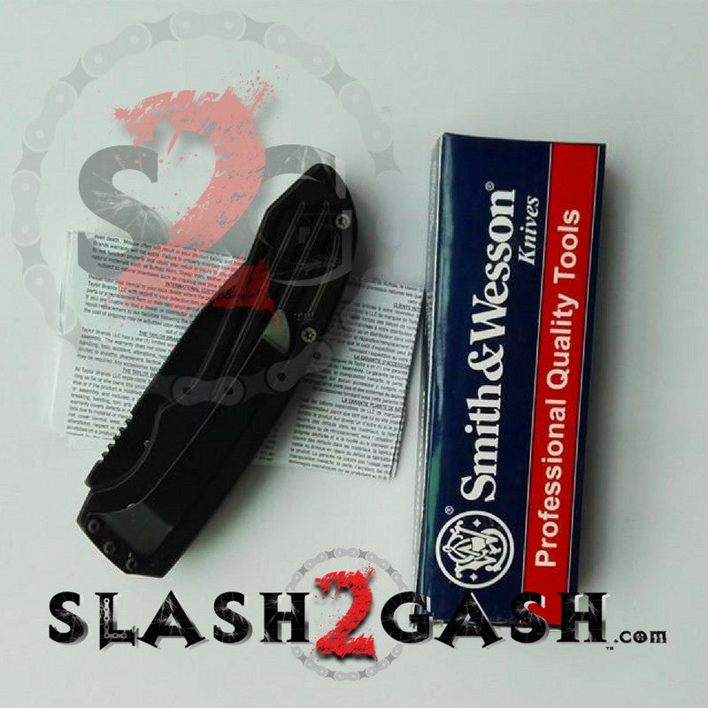 Smith & Wesson Extreme Ops Black Automatic Knife - Tanto Serrated SW50BTS Knife-Auto - Tophatter Daily Deals