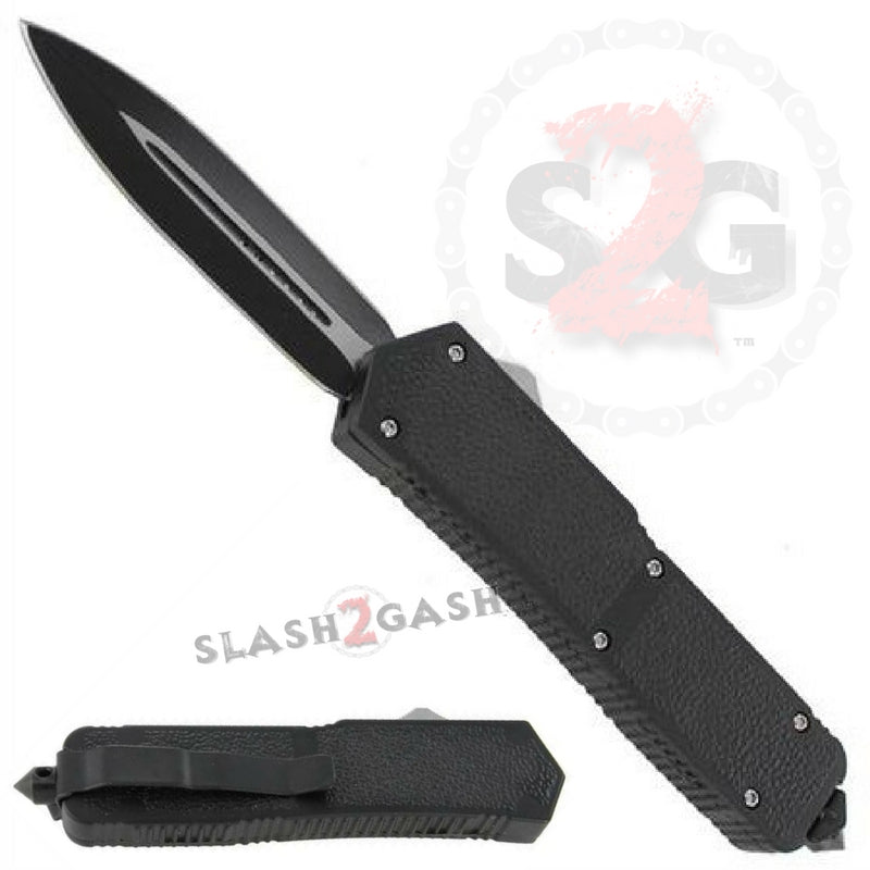 Dark Legacy OTF Dual Action Automatic Knife Black 2 Tone Double Edge Knife-OTF - Tophatter Daily Deals