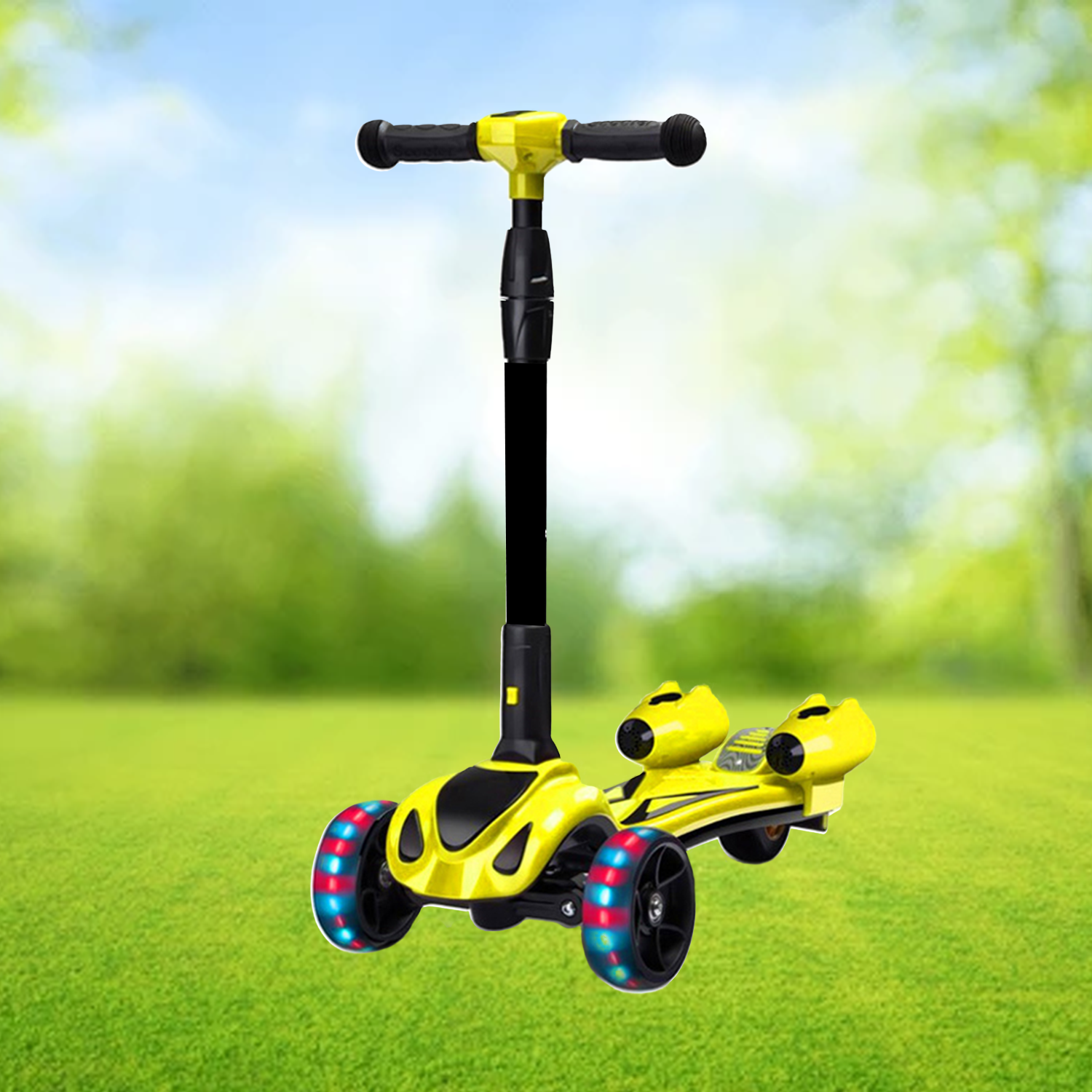 Kick Scooter for Kids – 3-Wheel Foldable Scooter with LED Light-Up Wheels & Adjustable Height Cycling - Tophatter Daily Deals