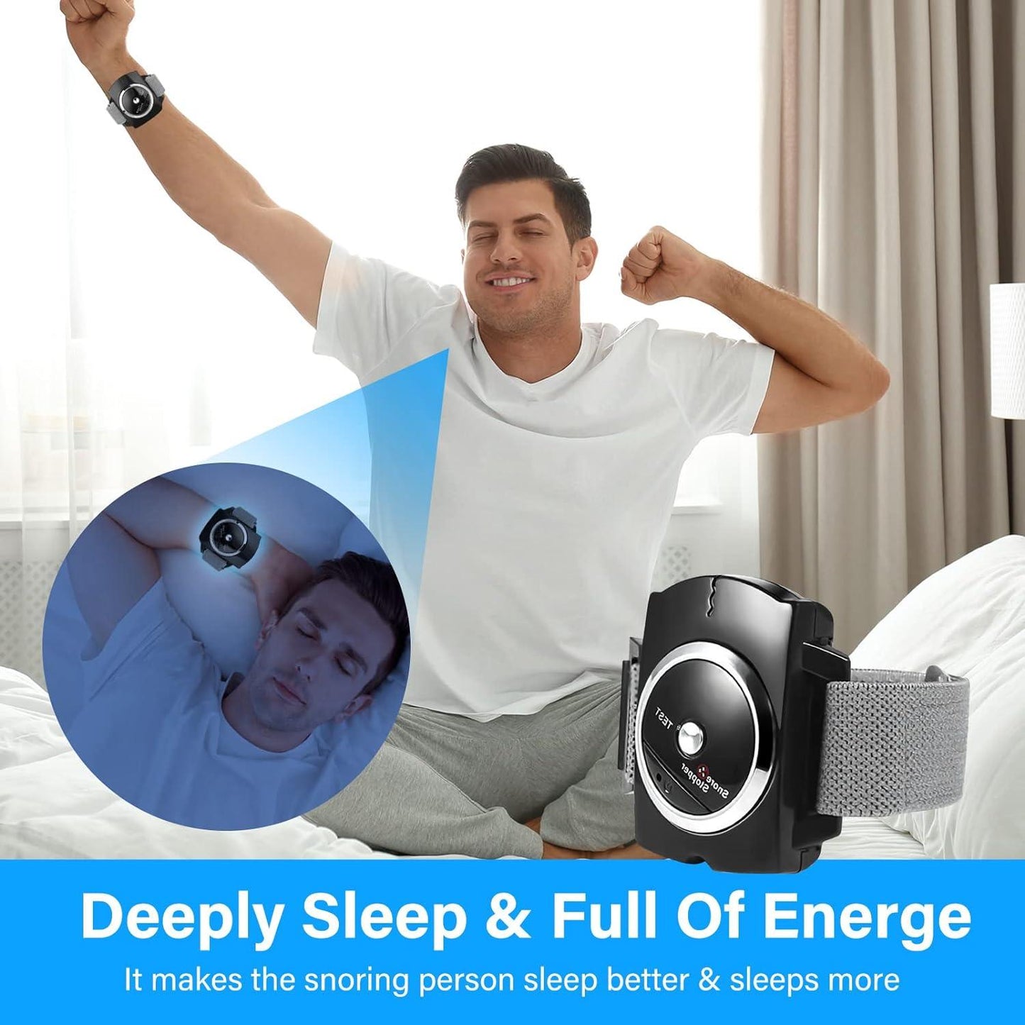 Anti Snore Bracelet - Electronic Anti Snoring Wristband Snore Stopper Watch Device Sleeping Aid Personal Care - Tophatter Daily Deals