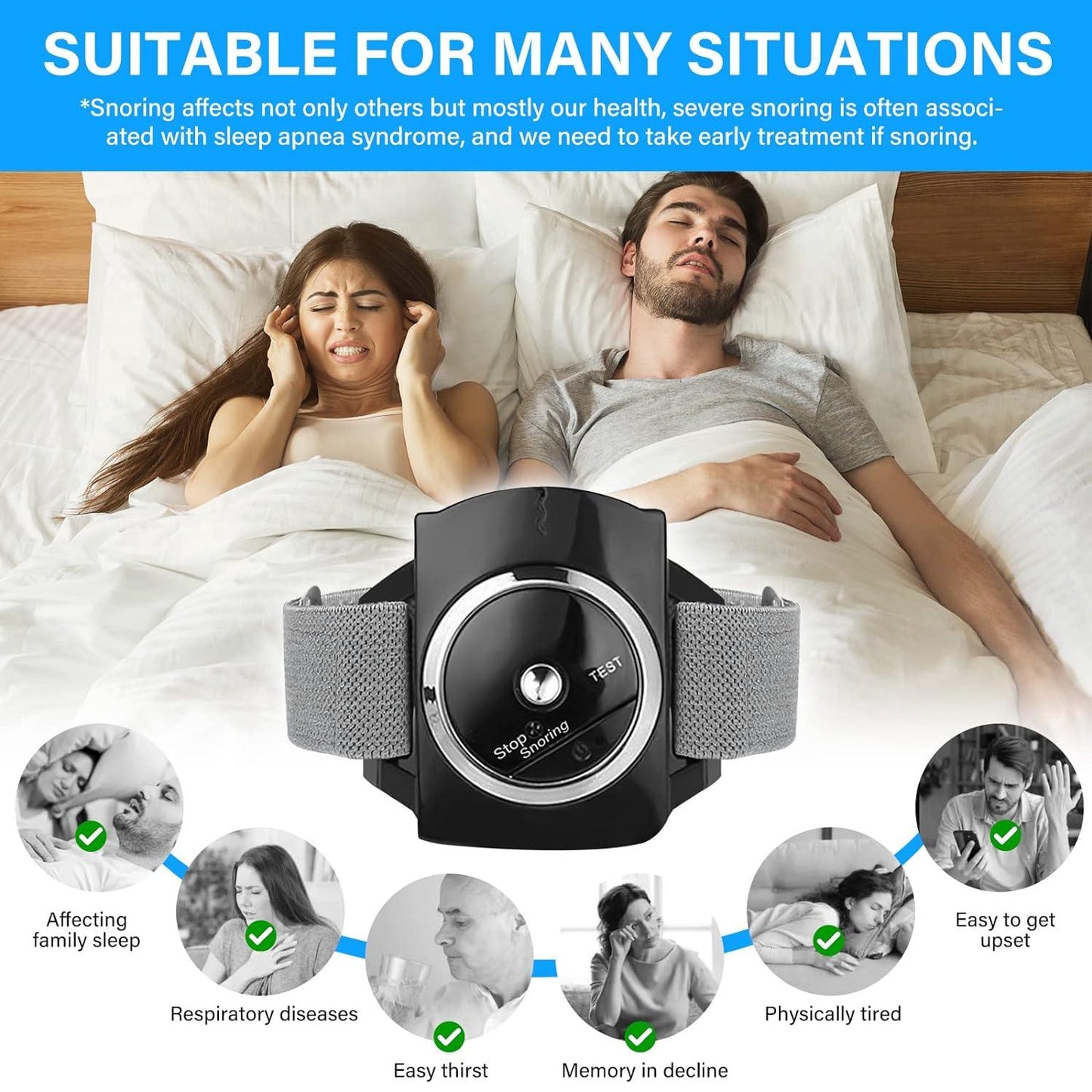 Anti Snore Bracelet - Electronic Anti Snoring Wristband Snore Stopper Watch Device Sleeping Aid Personal Care - Tophatter Daily Deals