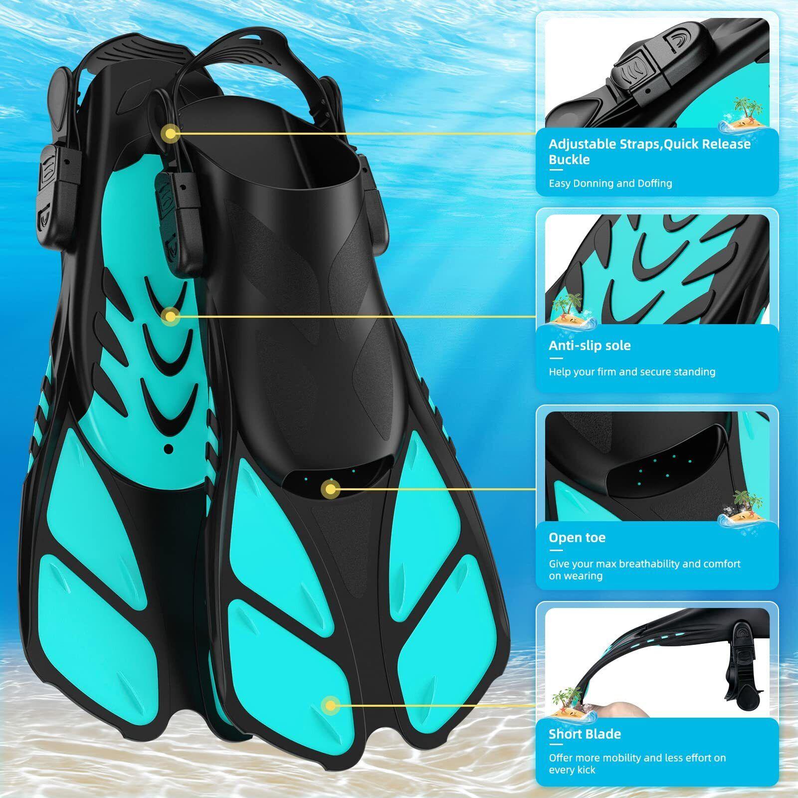 Snorkel Sets for Adults - Snorkel Mask Set for Adults Diving Swimming Equipment with Flippers Snorkelling Swimming - Tophatter Daily Deals