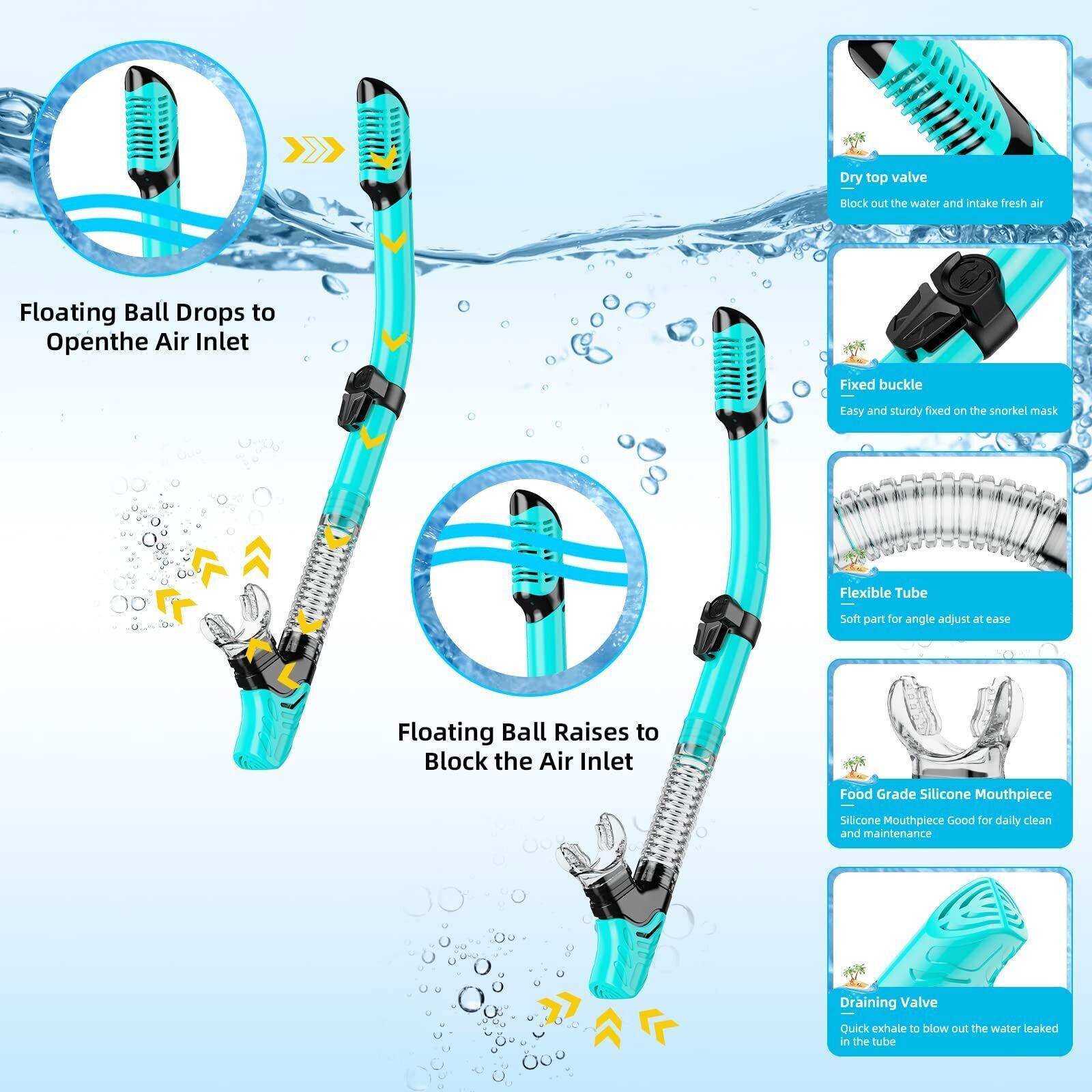 Snorkel Sets for Adults - Snorkel Mask Set for Adults Diving Swimming Equipment with Flippers Snorkelling Swimming - Tophatter Daily Deals