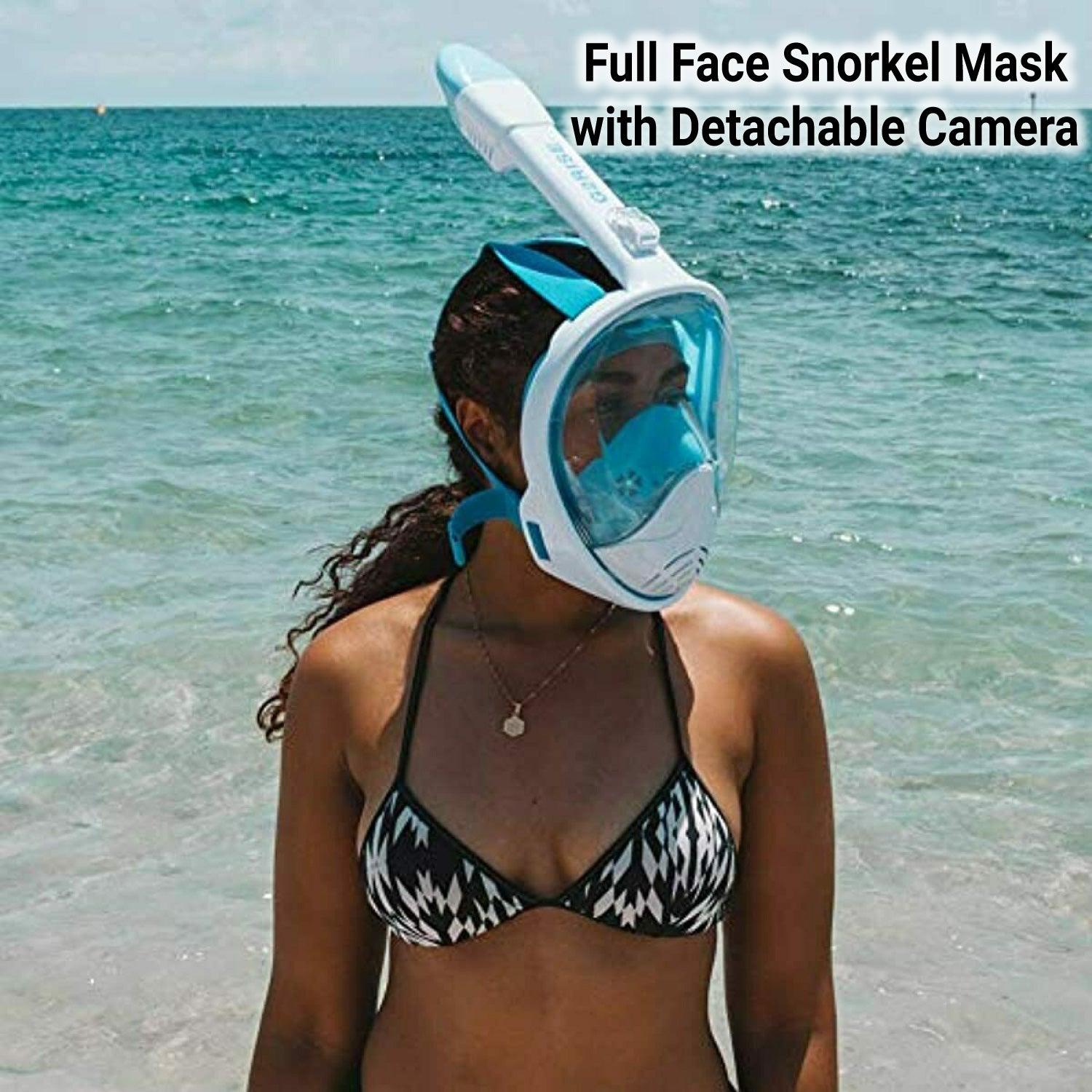 Full Face Snorkel Mask - Swimming Mask Scuba Set Full Anti-fog Diving for Adults or Kids With Upgraded Safety Breathing System Sports & Outdoor - Tophatter Daily Deals