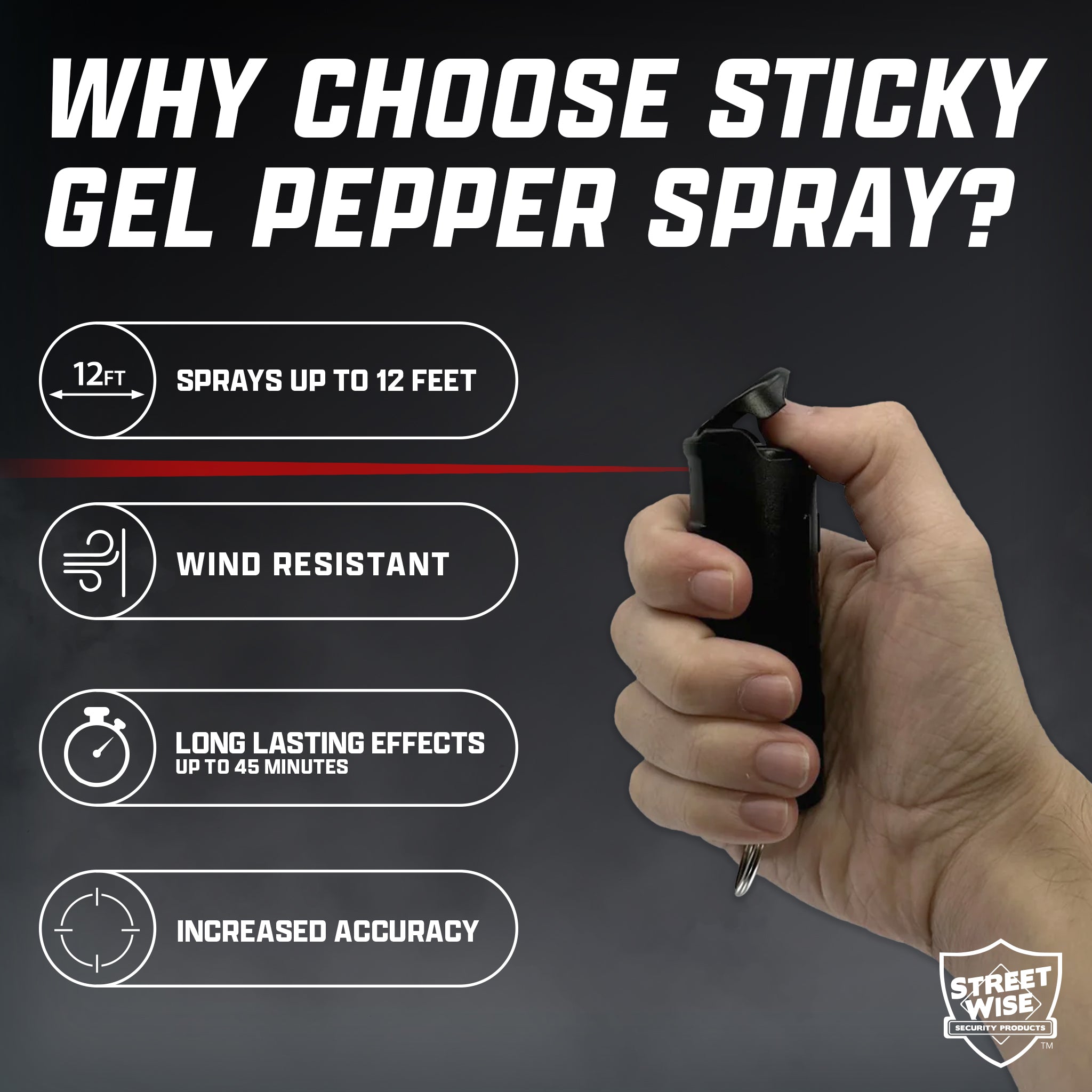 Streetwise Sticky Gel Pepper Spray - Tophatter Daily Deals