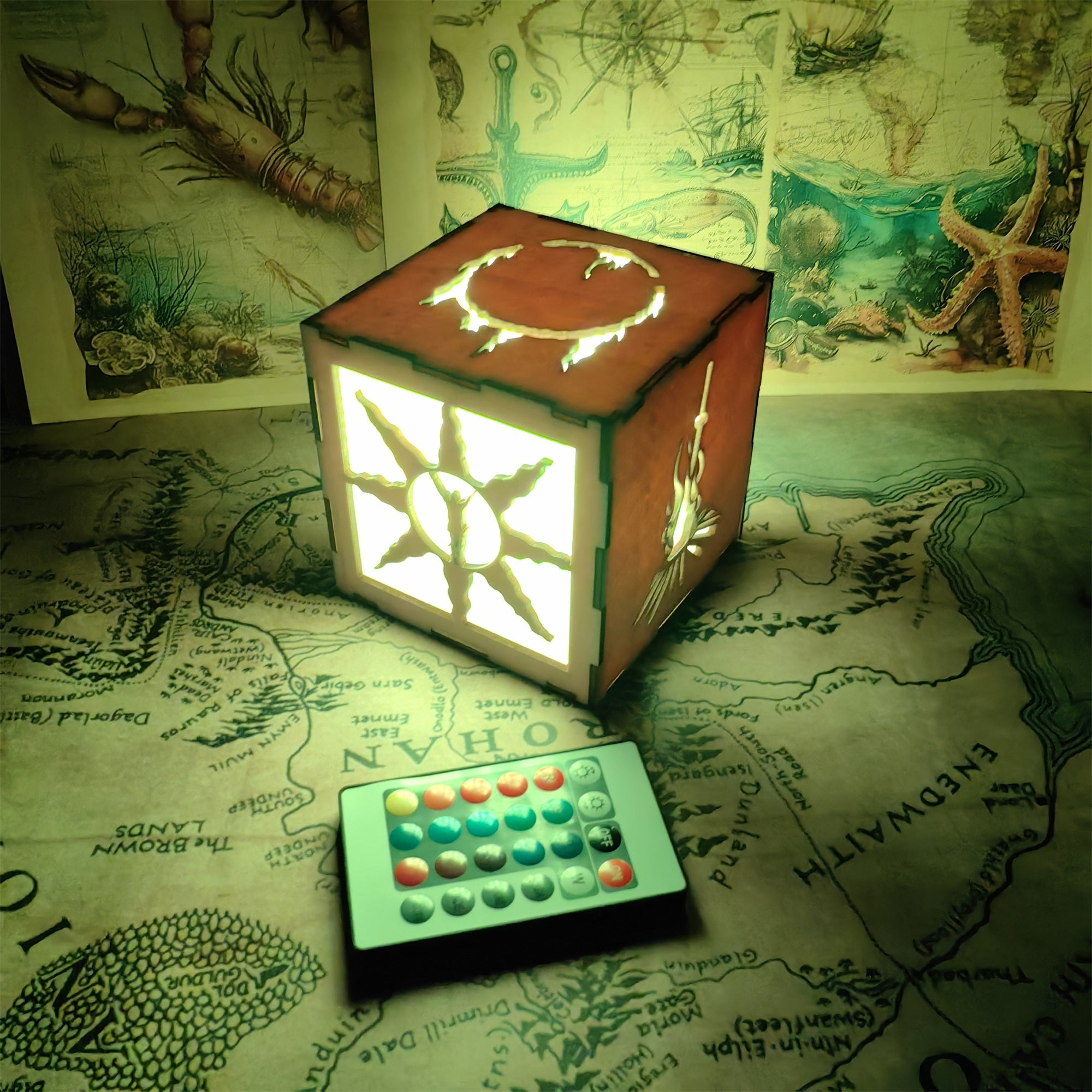 Solaire of Astora Inspired Lantern Desk Decor Wooden Cube Light - Tophatter Daily Deals