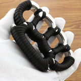 Solid Thickened Pure Steel Knuckle Duster Window Breaker Defense Boxing Protector EDC Tool Black rope - Tophatter Daily Deals