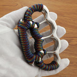 Solid Thickened Pure Steel Knuckle Duster Window Breaker Defense Boxing Protector EDC Tool Colored rope - Tophatter Daily Deals