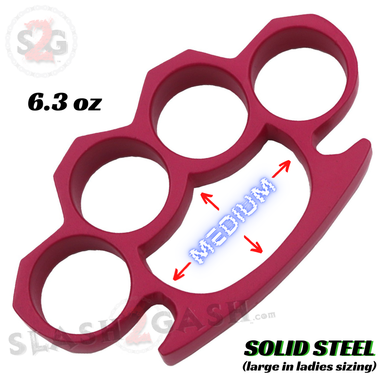 Crown Knuckles Solid Steel Open Paper Weight - 3 Sizes, asst. colors Medium Standard - Pink w Peg Belt Buckle - Tophatter Daily Deals