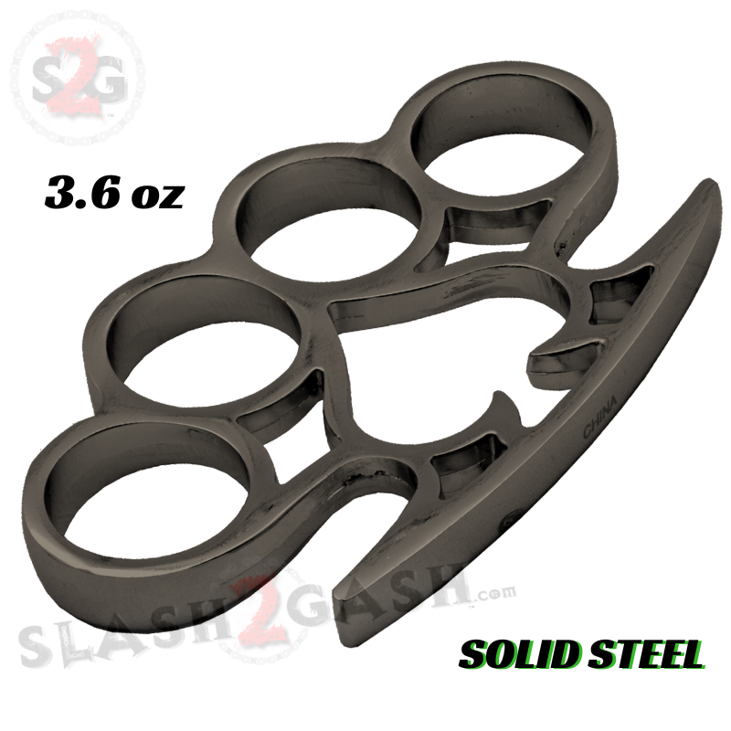 Spade Brass Knuckles Paperweight Solid Steel Duster - Asst. Colors Black Belt Buckle - Tophatter Daily Deals