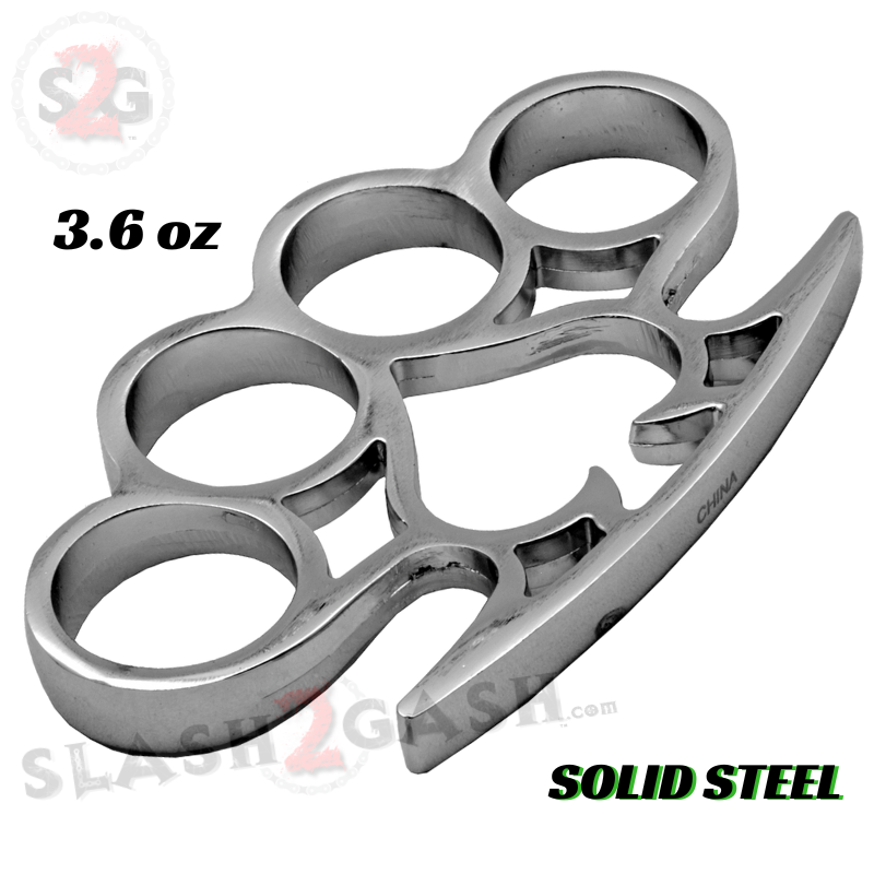 Spade Brass Knuckles Paperweight Solid Steel Duster - Asst. Colors Chrome Silver Belt Buckle - Tophatter Daily Deals