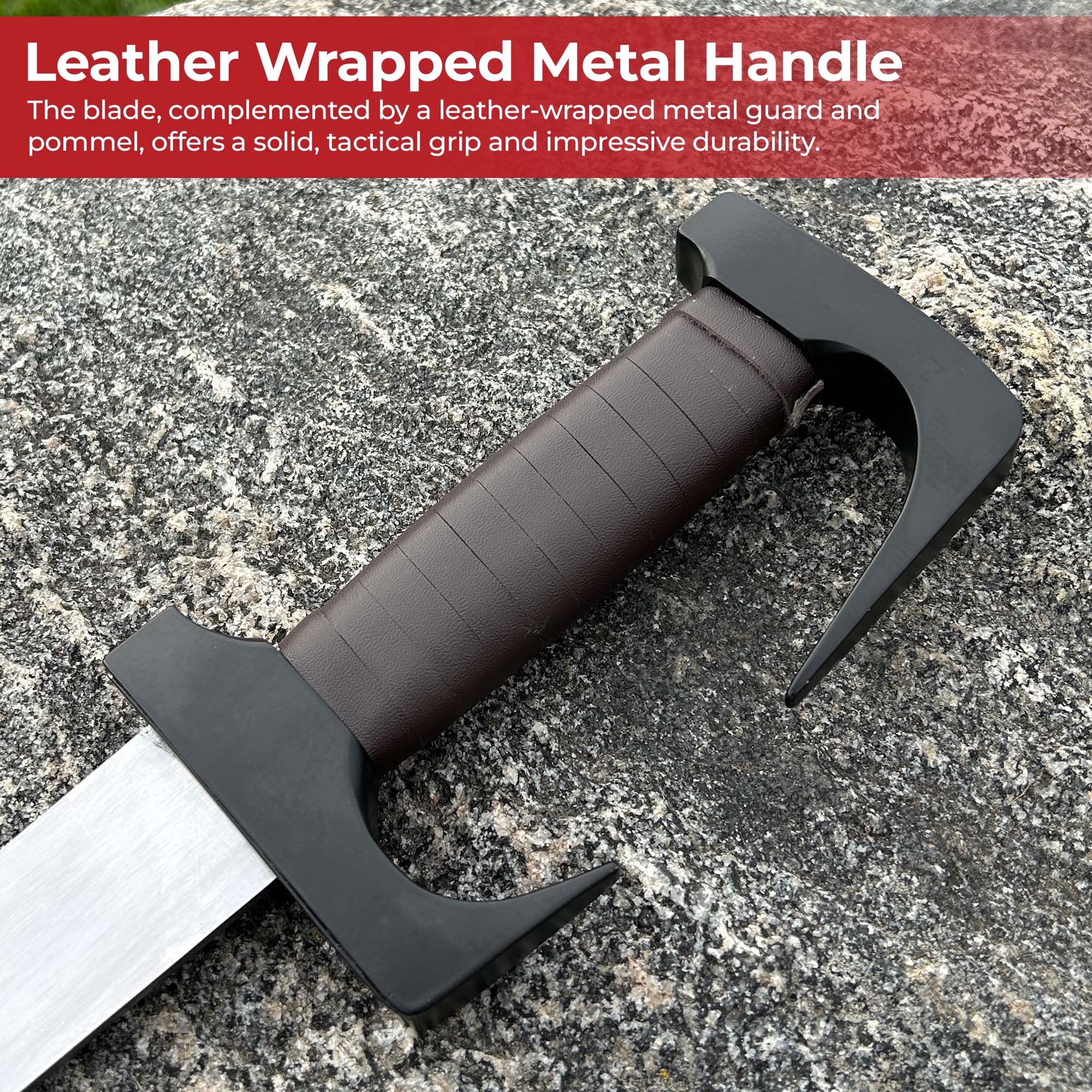 Spartan Legendary Sword with Leather Sheath and Metal Guard Swords - Tophatter Daily Deals