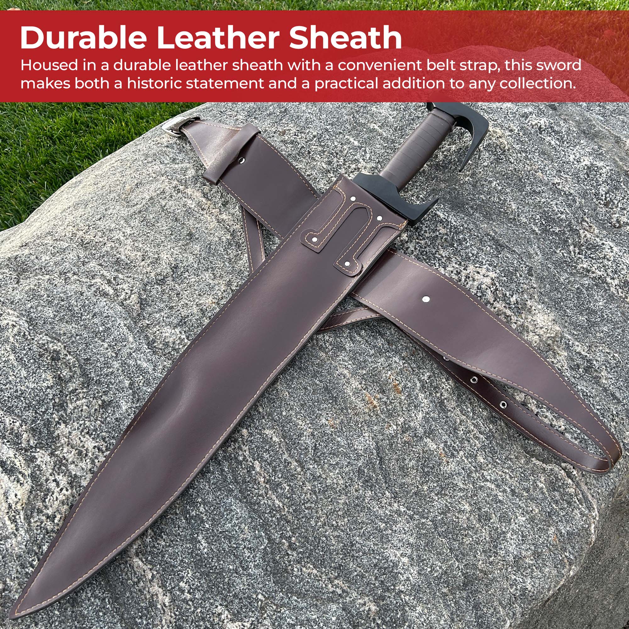 Spartan Legendary Sword with Leather Sheath and Metal Guard Swords - Tophatter Daily Deals