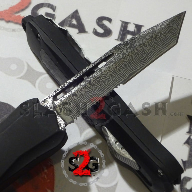 S2G Tactical Spartan D/A OTF Automatic Knife - Damascus Tanto Serrated Knife-OTF - Tophatter Daily Deals