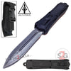 S2G Tactical Spartan D/A OTF Automatic Knife - Damascus Spear Serrated Plain Edge - Black Hardware Knife-OTF - Tophatter Daily Deals