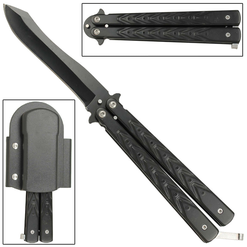 Spay Point Black Butterfly Knife - Tophatter's Army Products & Self Defense Collectible Weapons - Tophatter Daily Deals