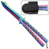Spay Point Titanium Butterfly Knife Rainbow Balisong w/ Belt Sheath Knife-Balisong - Tophatter Daily Deals