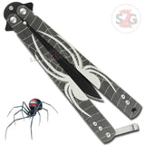 Black Widow Butterfly Knife Spider Webslinger Balisong Knife-Balisong - Tophatter Daily Deals