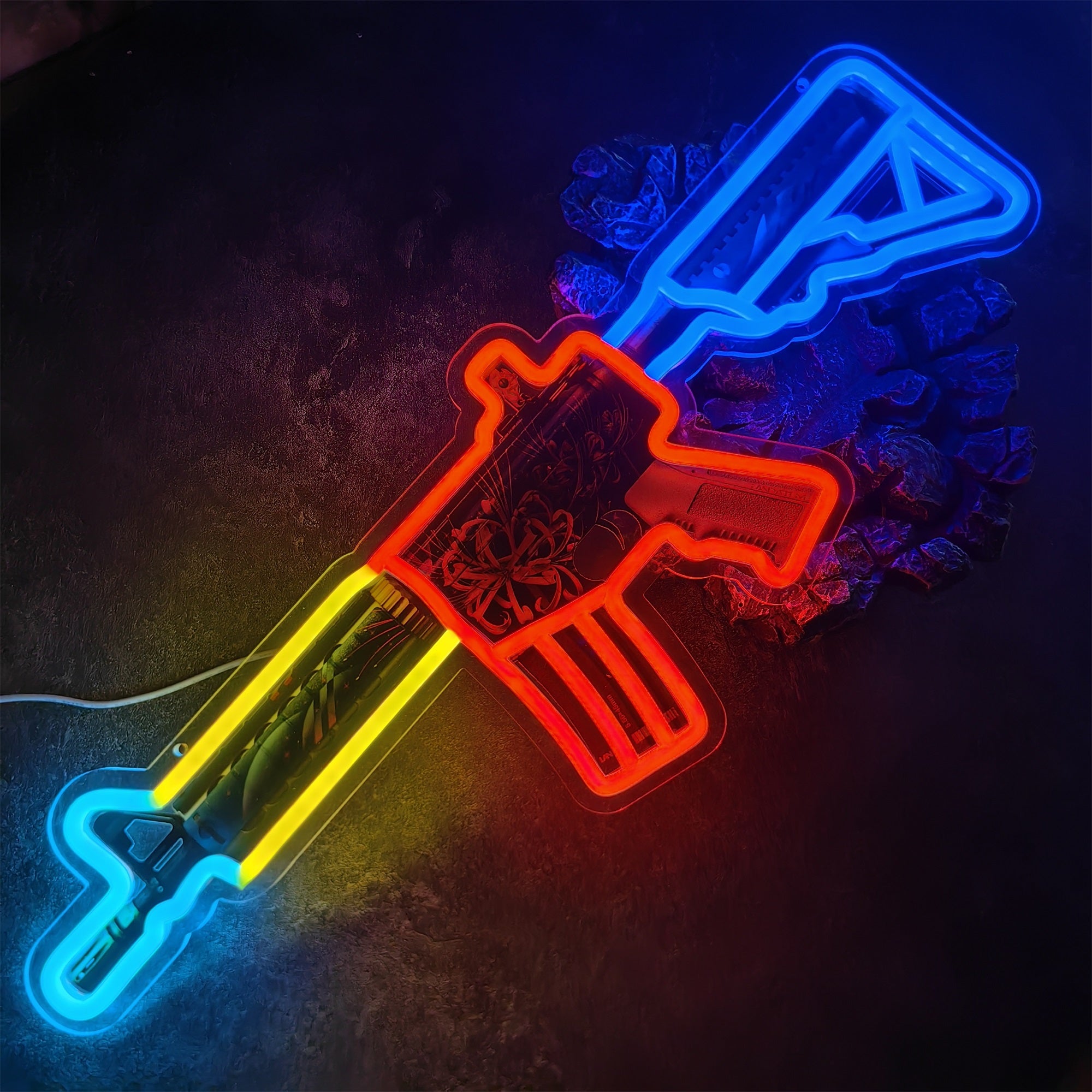 M4A4 Spider Lily Color Rifle Neon Light Wall Decor - Tophatter Daily Deals