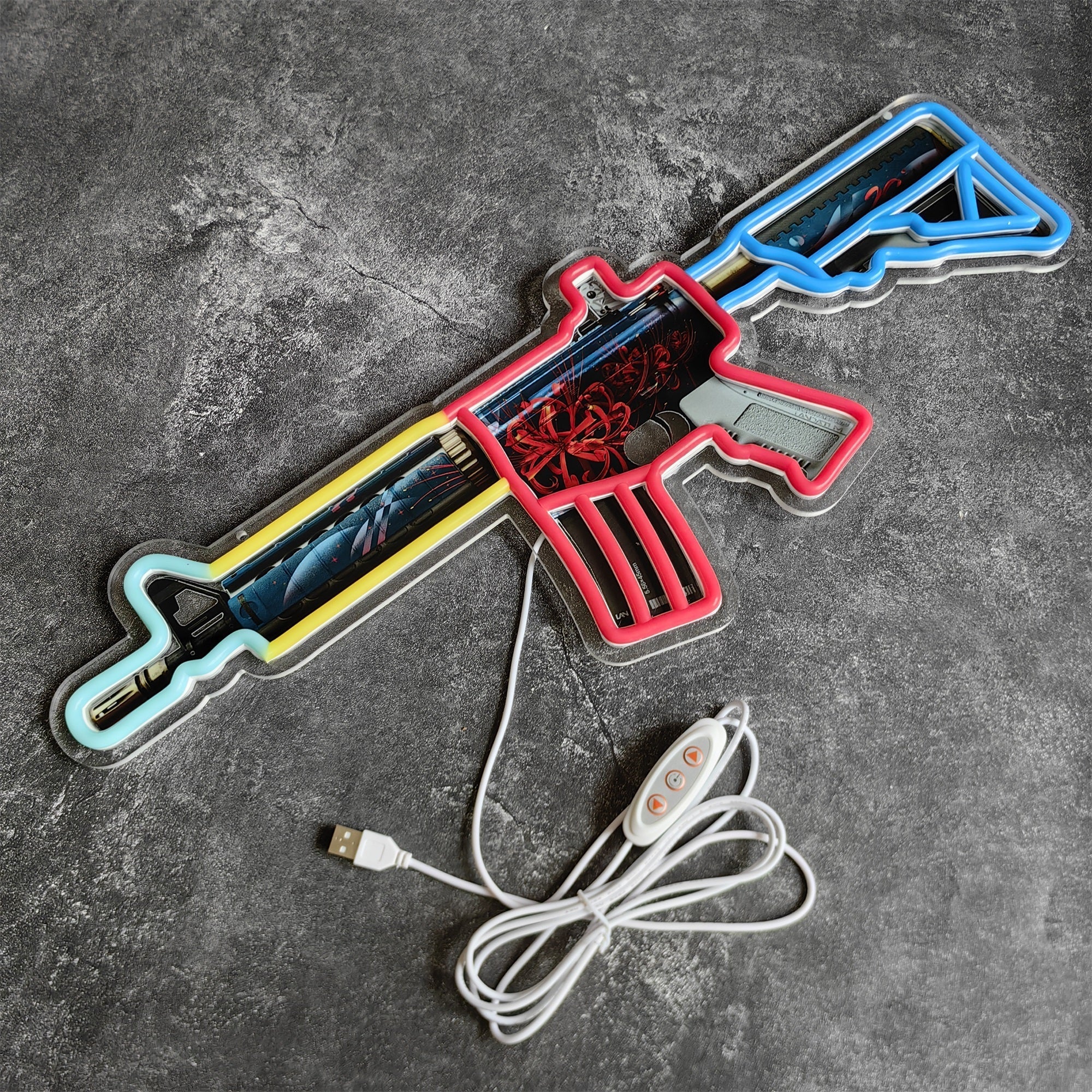 M4A4 Spider Lily Color Rifle Neon Light Wall Decor - Tophatter Daily Deals