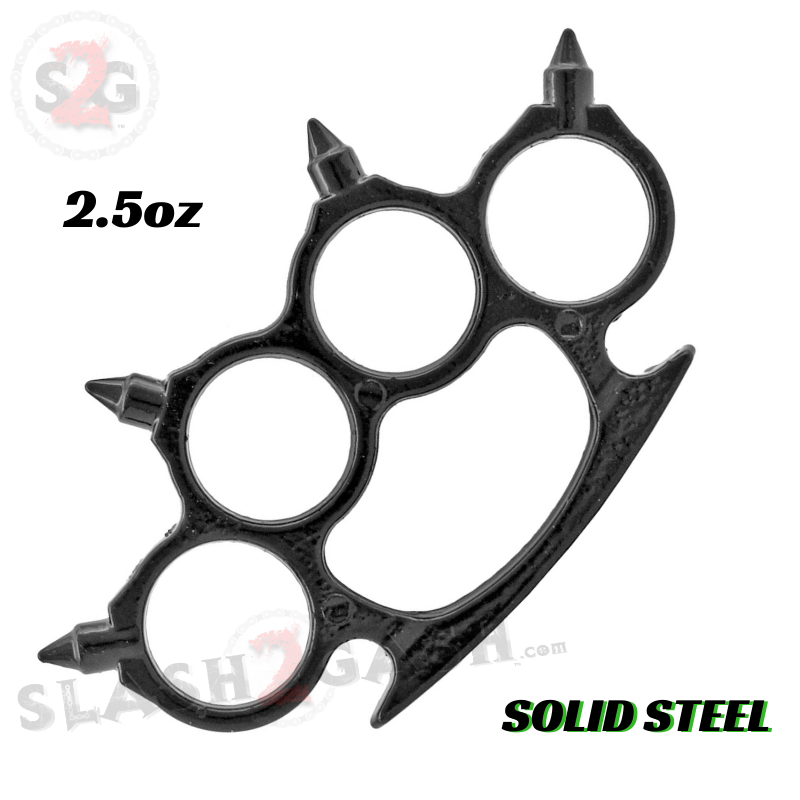Spiked Brass Knuckles Skull Buster Duster Steel Paper Weight - Black Belt Buckle - Tophatter Daily Deals