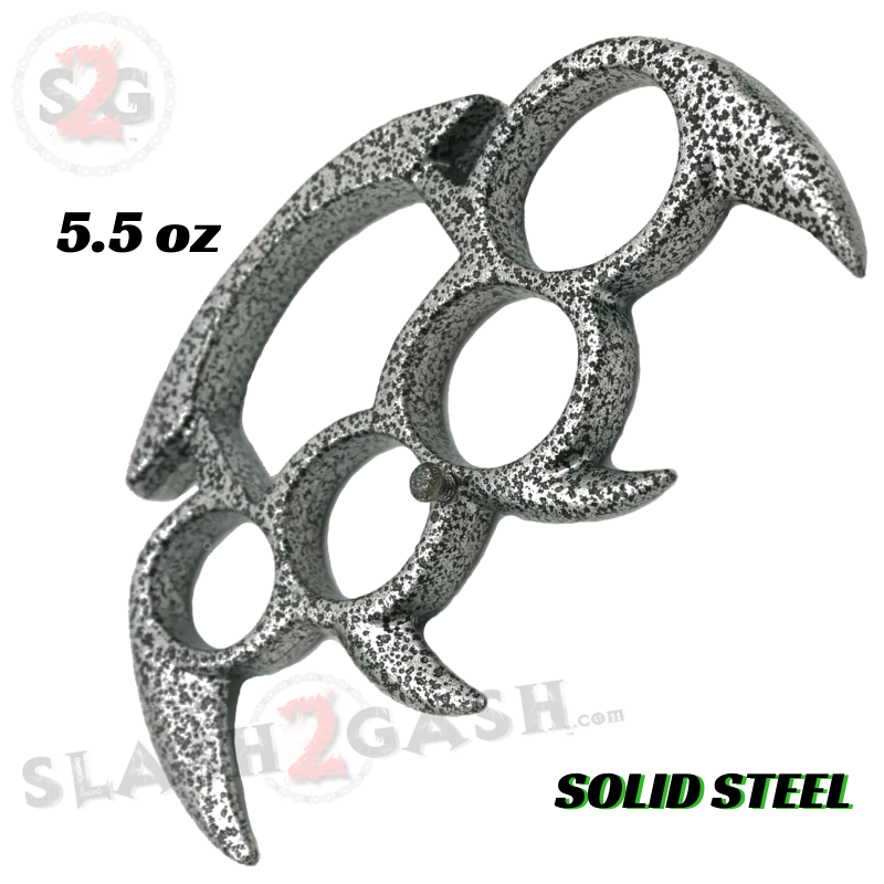 Claw Knuckles Spiked Paperweight Bladed Belt Buckle - Silver (Pitted) Belt Buckle - Tophatter Daily Deals